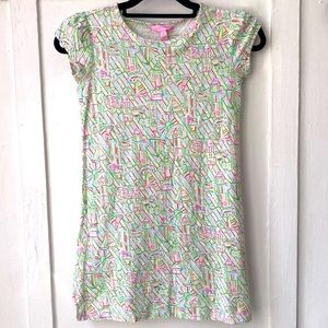Lilly Pulitzer Guiding Light Sailboat and Lighthouse Pink and Green Shift Dress
